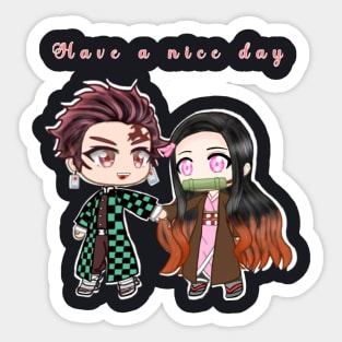 Tanjirou and nezuko chibi Sticker